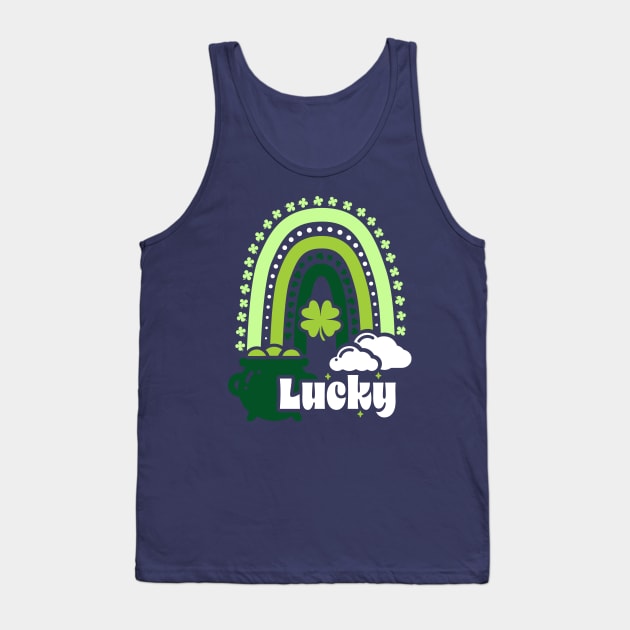 Vintage Lucky Clover Boho Rainbow Leading To A St Patrick's Leprechaun Pot Of Gold Tank Top by ChattanoogaTshirt